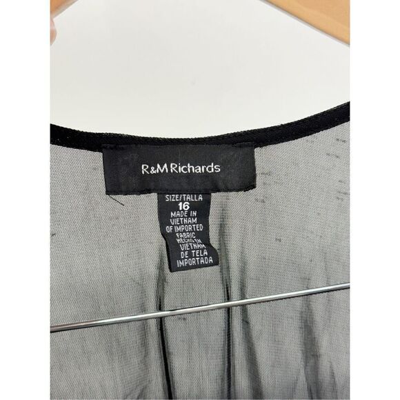 R&M‎ Richards Cardigan Size 16 Black 3/4 Sleeve Glitter Mesh NEW - Picture 8 of 10